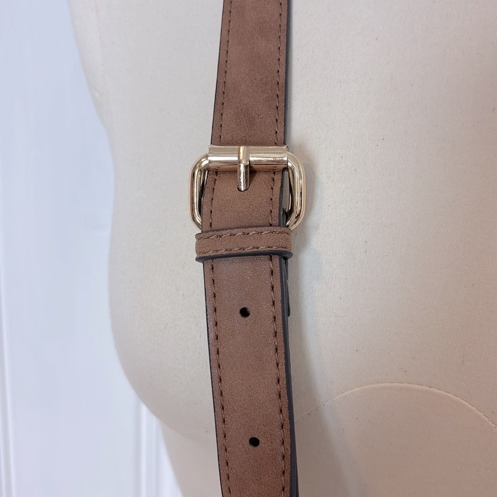 NWOT Faux Suede Satchel-Style Crossbody Handbag with Tassel & Gold Studs - Picture 5 of 7
